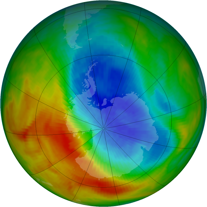 Antarctic ozone map for 09 October 1982